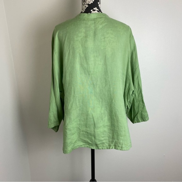 David Brooks Linen Button Front Top Lagenlook - Picture 3 of 11